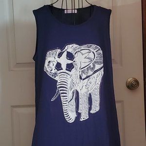 Woman's tank top, bedazzled elephant blouse. Sz XL